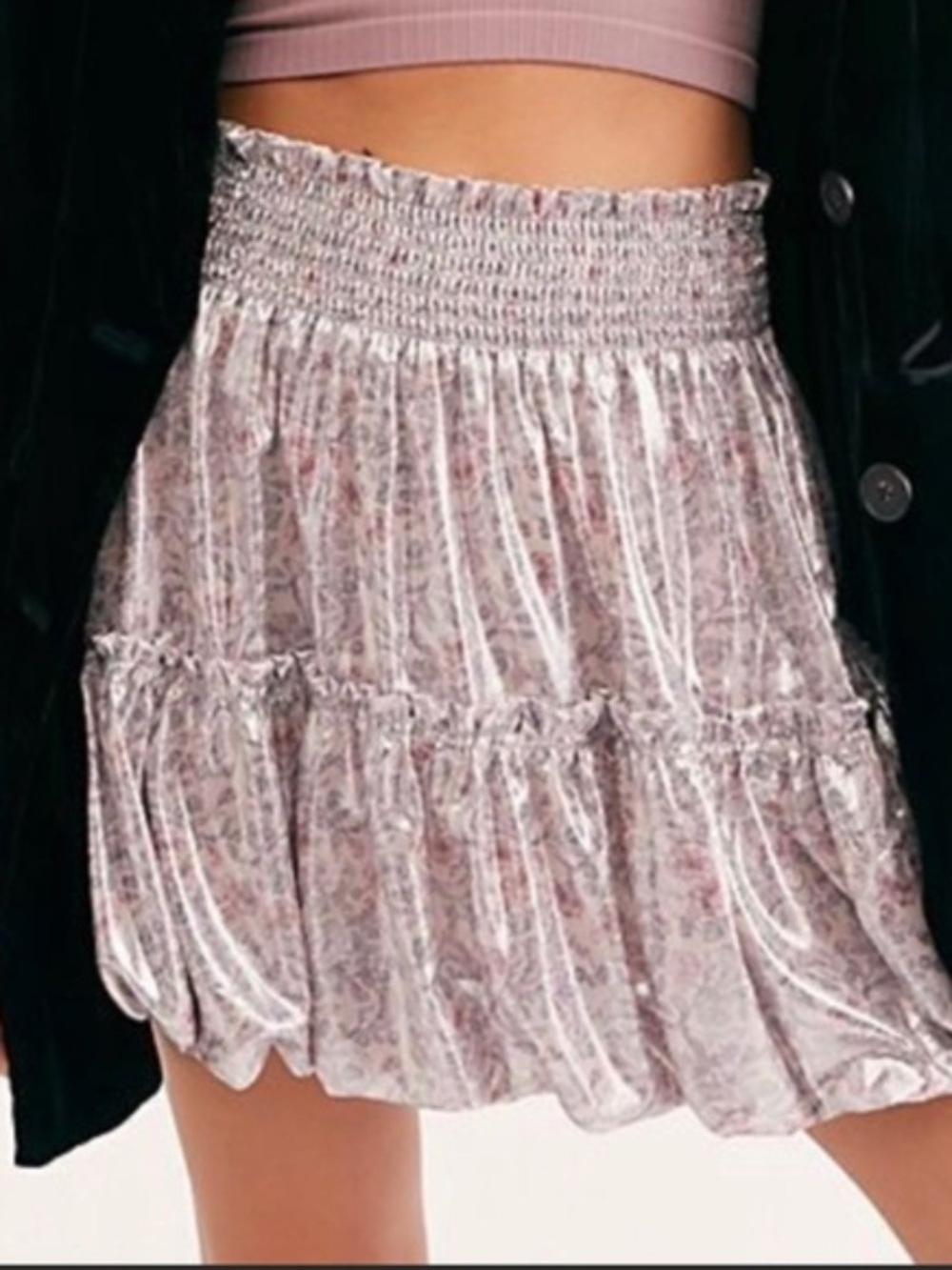 Free People Floral Metallic Mini Skirt XS